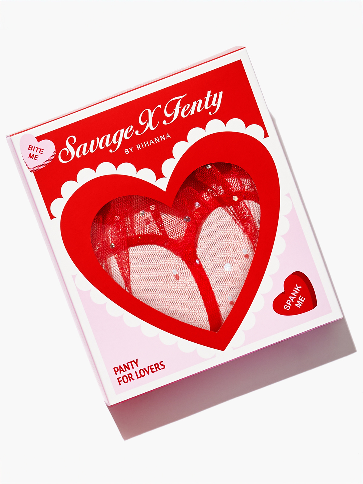Sparkle Puff Cut-Out Bikini Panty + Valentine Box in Red