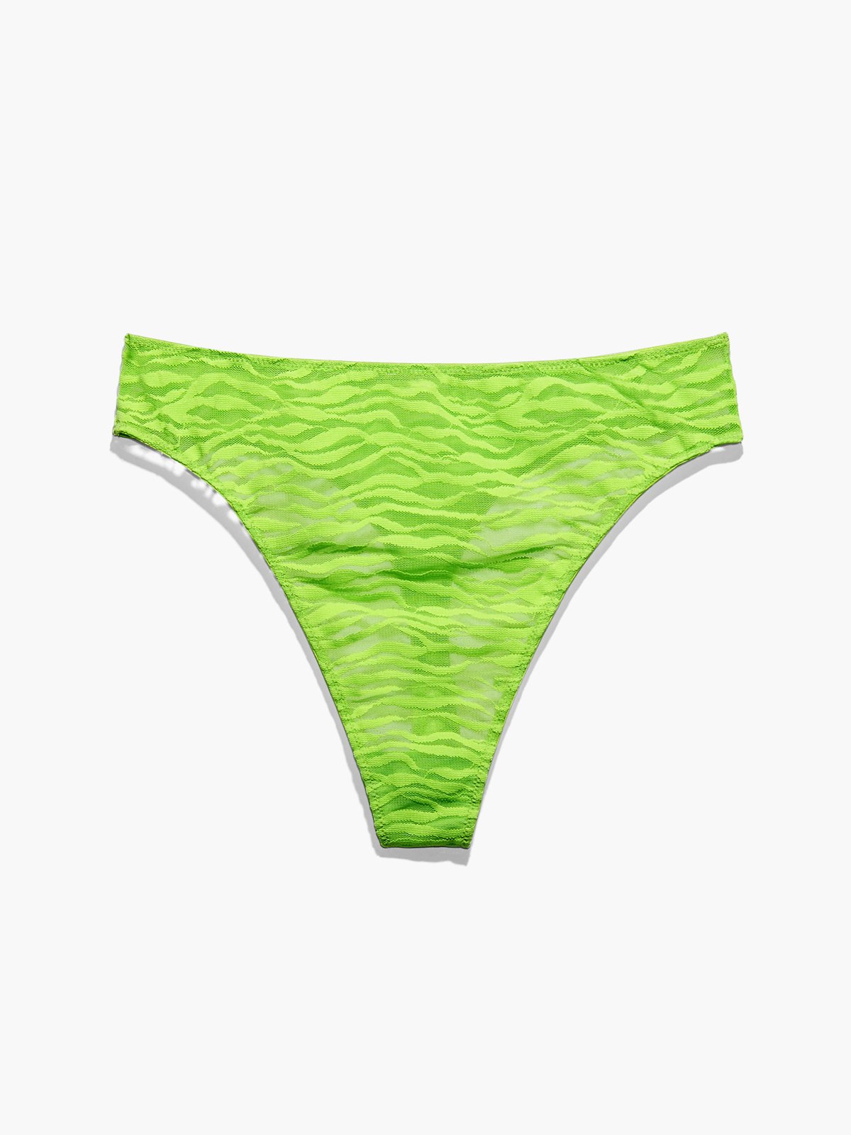 Lace High Leg Thong Panty - Shadow green