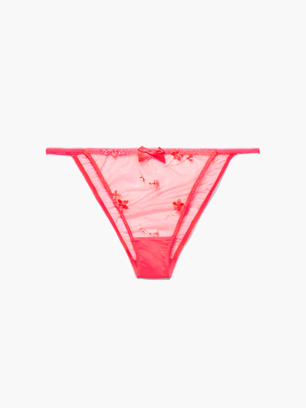 Foiled Sprigs Embroidered String Bikini in Pink | SAVAGE X FENTY UK ...