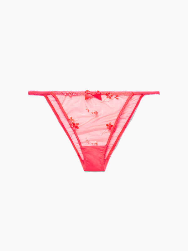 Foiled Sprigs Embroidered String Bikini