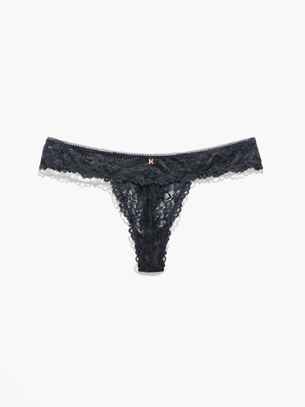 Floral Lace Thong in Black | SAVAGE X FENTY France