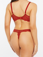 Floral Lace Thong in Red