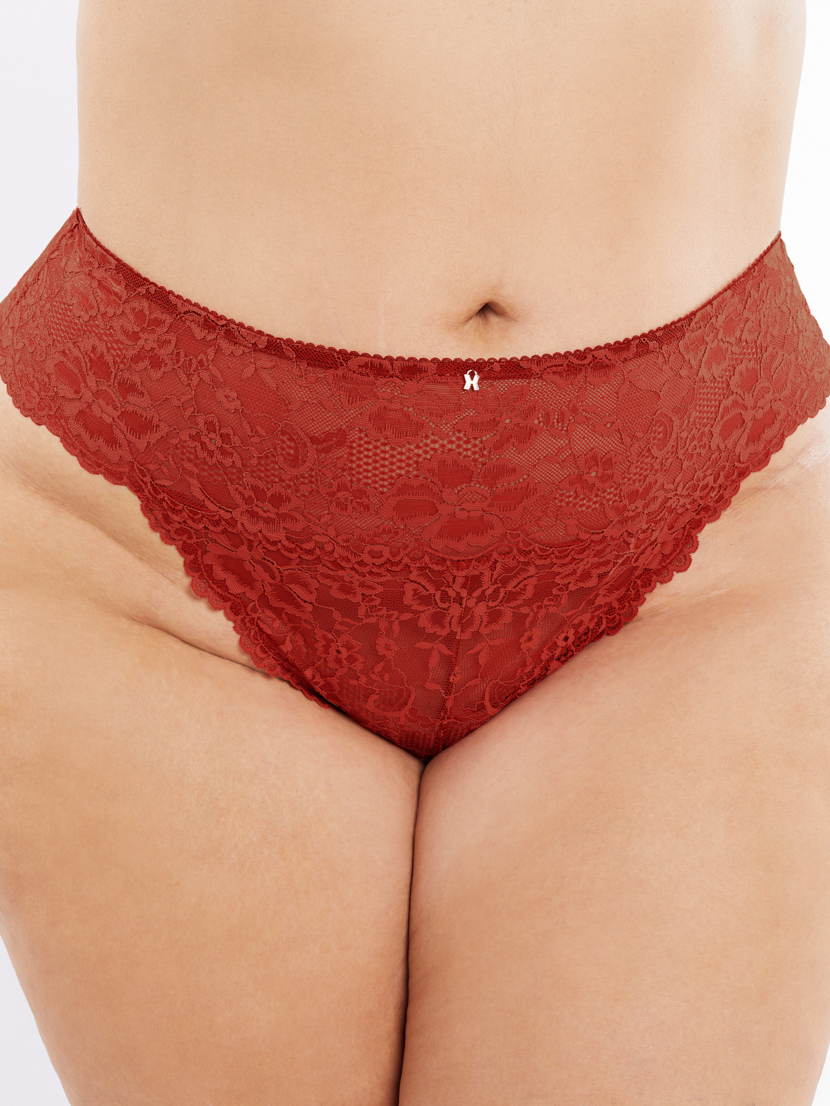 NEW Floral Lace High-Waist Thong in Red