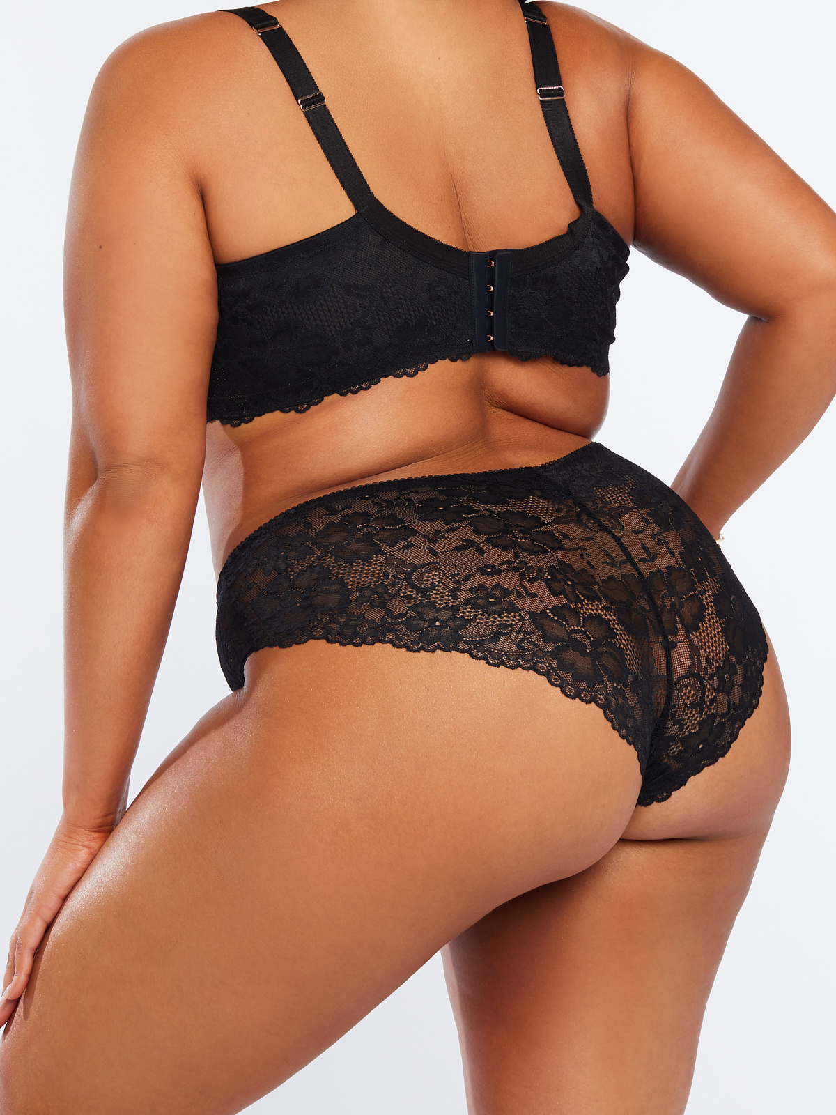 Floral Lace Cheeky Panty in Black