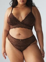 Floral Lace Cheeky Panty in Brown