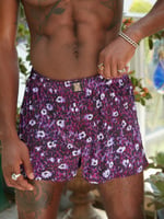 Savage X Satin Boxers in Multi & Purple