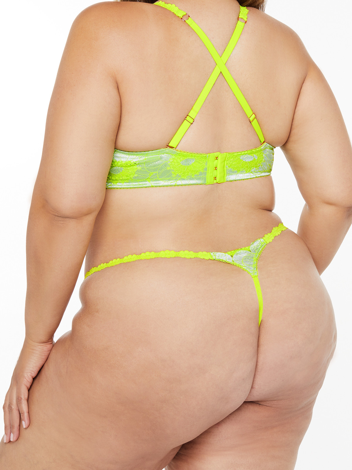 Perfect Poppies Lace String Thong in Green & Multi