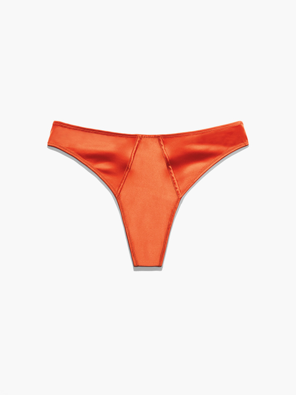 Sharp Satin High Leg Thong in Orange | SAVAGE X FENTY