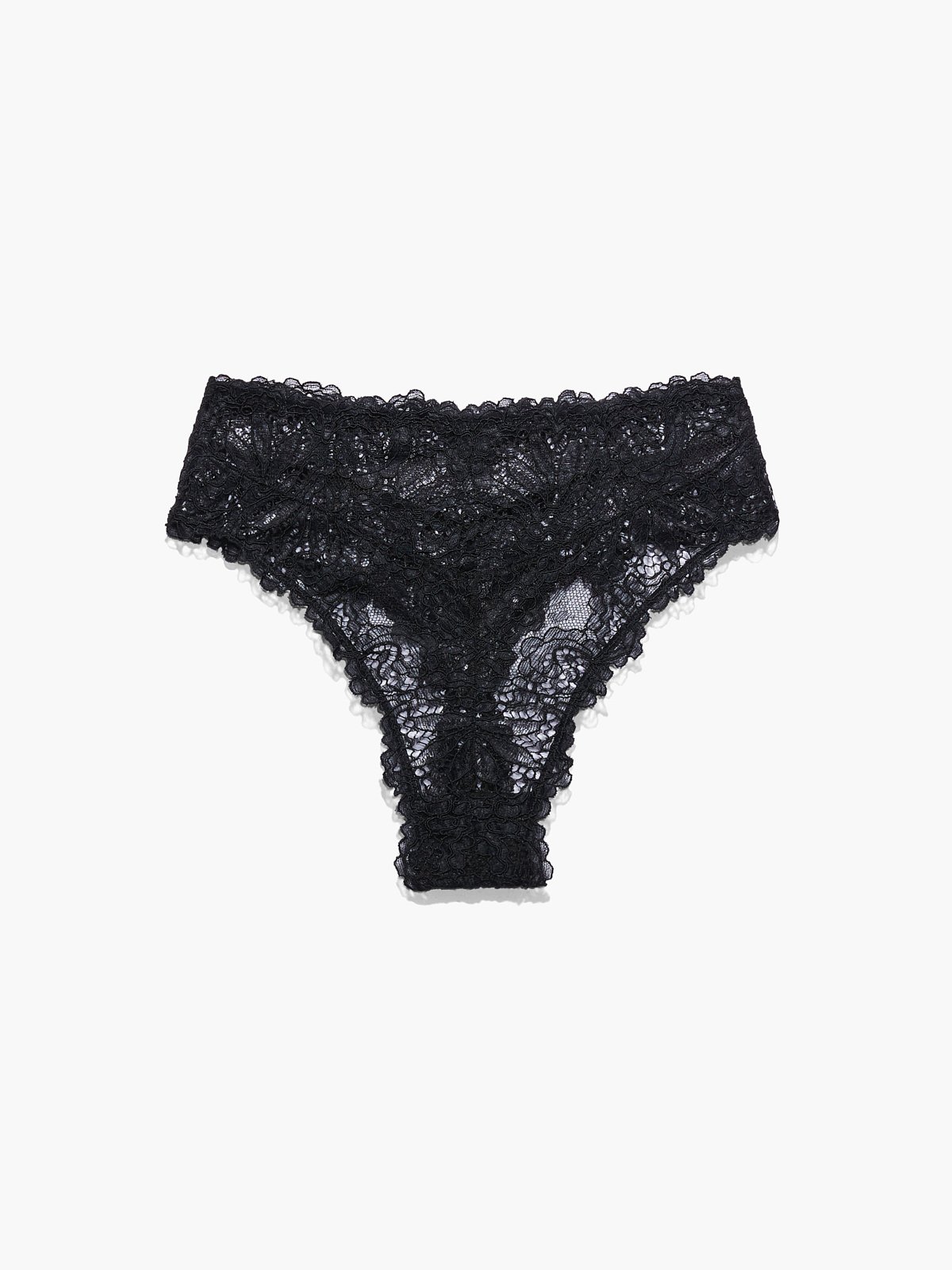 Forever 21 lace waist low rise cotton thong panties S M black nwt