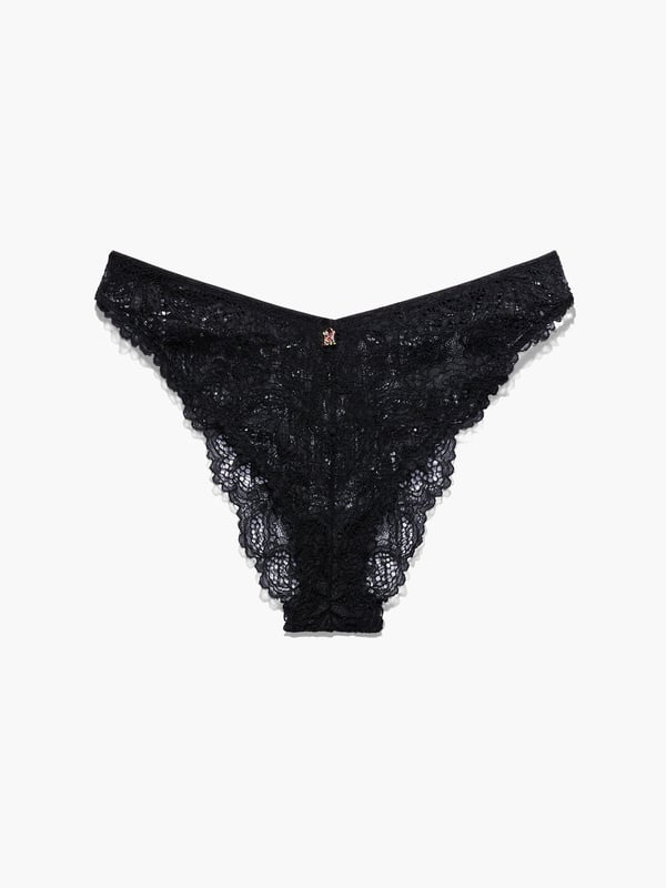 Romantic Corded Lace Brazilian Panty in Black | SAVAGE X FENTY