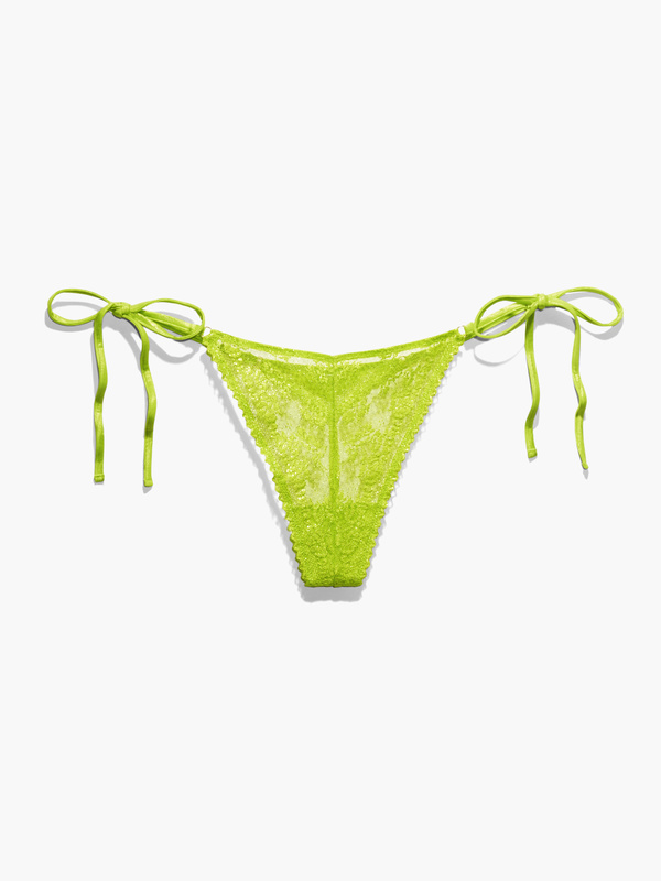 Caged Lace Thong with Tie in Green | SAVAGE X FENTY