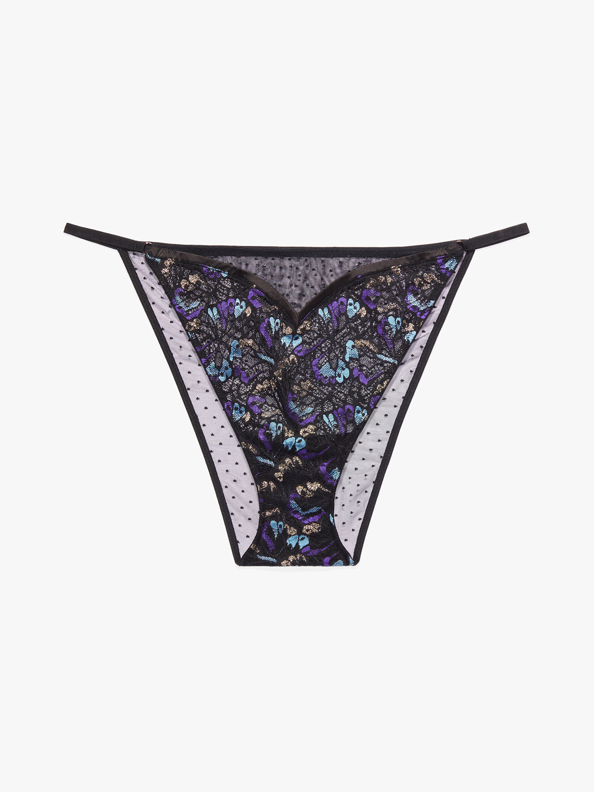 Butterfly Wings Lace & Mesh String Bikini Panty in Black & Multi ...