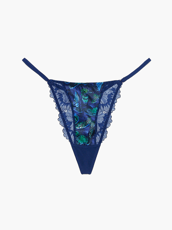 Baroque Butterfly Lace G-String Panty in Blue & Multi | SAVAGE X FENTY France