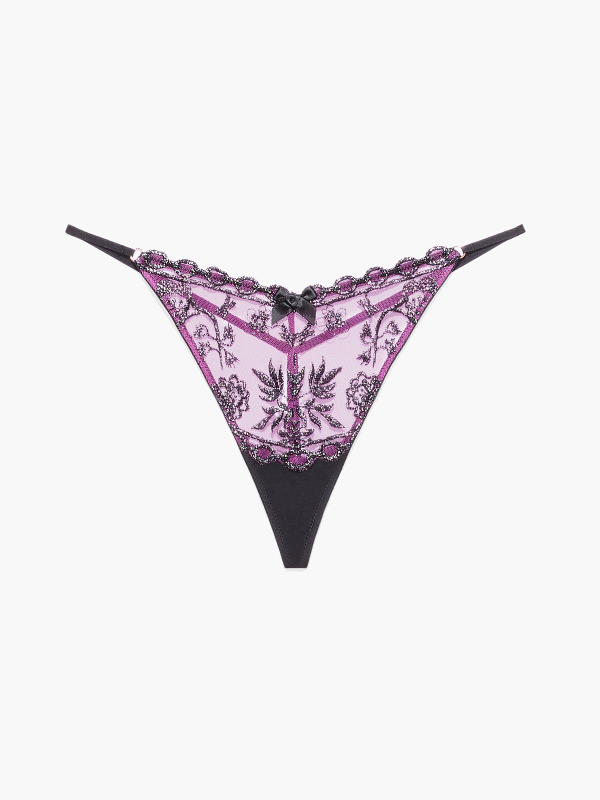 Gilded Chains Embroidered Mesh G-String Brief in Multi & Purple ...