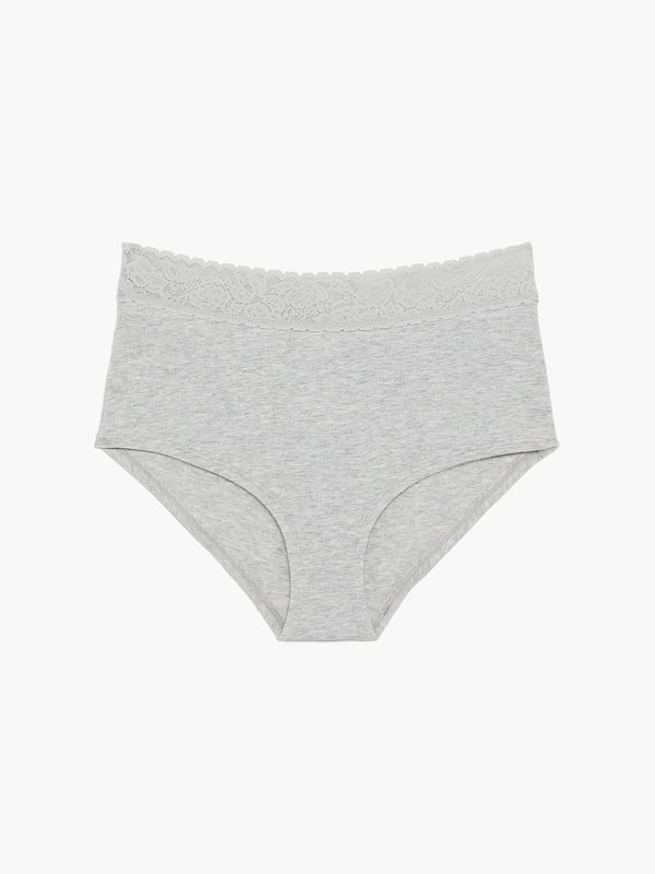 Cotton Essentials Lace-Trim Shortie Panty in Grey | SAVAGE X FENTY