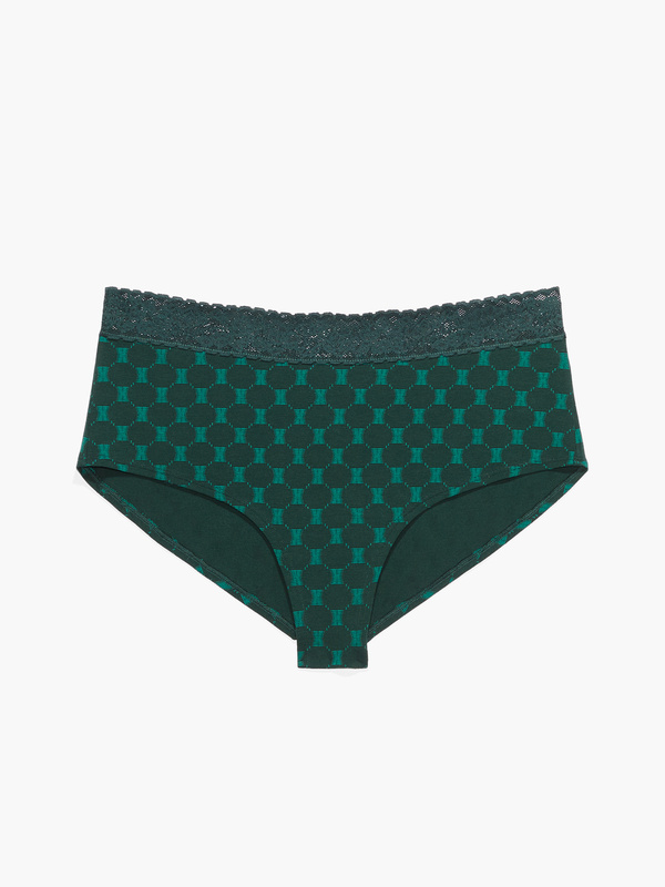 Cotton Essentials LaceTrim Boy Short Panty in Green SAVAGE X FENTY