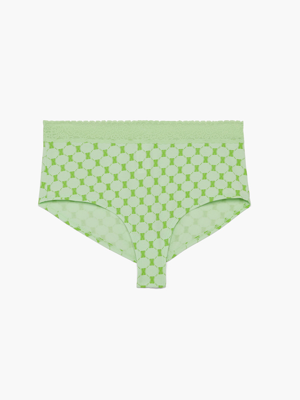 Cotton Essentials Lace-Trim Boy Short Panty in Green | SAVAGE X FENTY