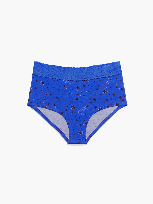 Cotton Essentials Lace-Trim Boy Short Panty in Blue | SAVAGE X FENTY