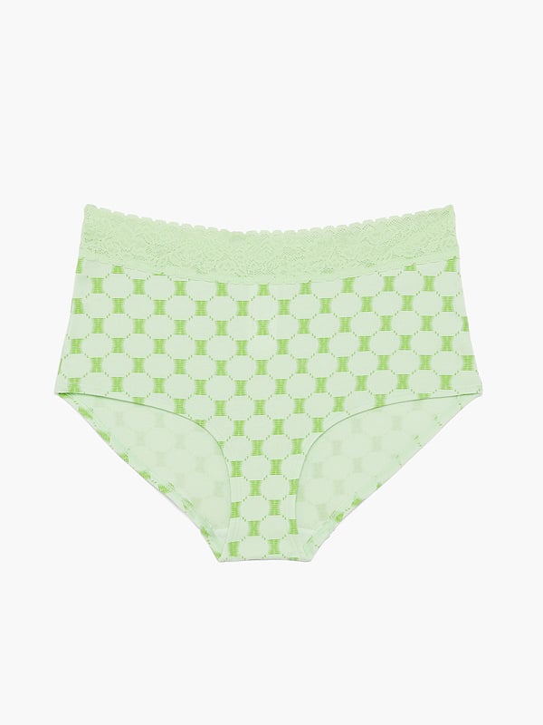 Cotton Essentials Lace-Trim Shortie Panty in Green | SAVAGE X FENTY