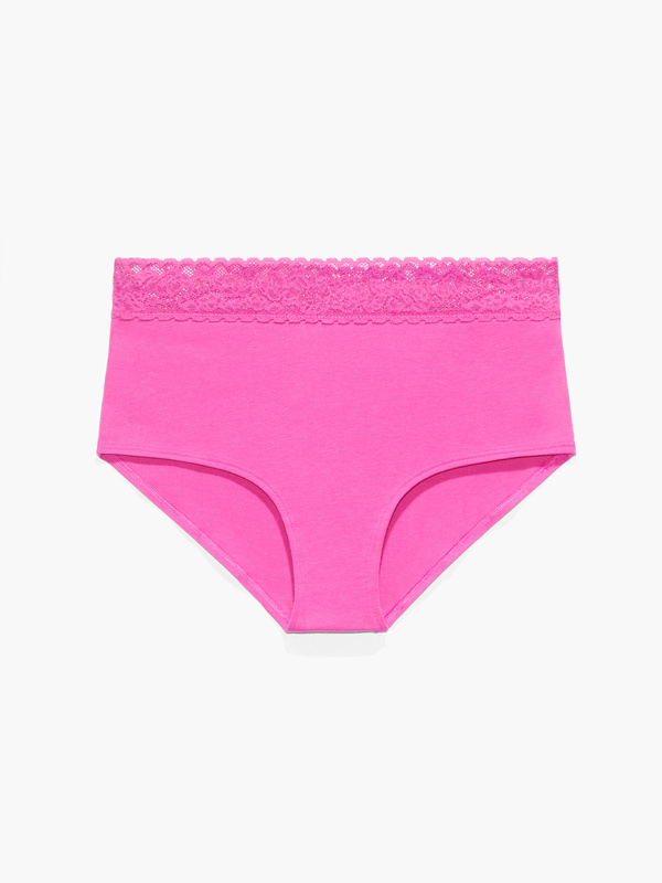 Cotton Essentials Lace-Trim Boy Short Panty in Pink | SAVAGE X FENTY