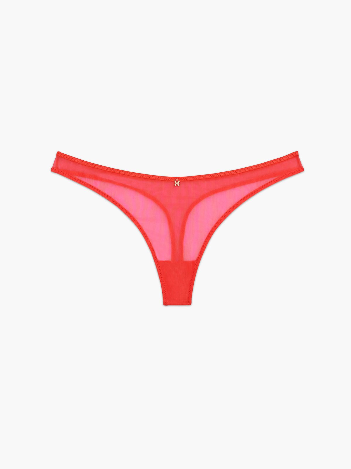 Sheer X Thong Panty in Pink & Red