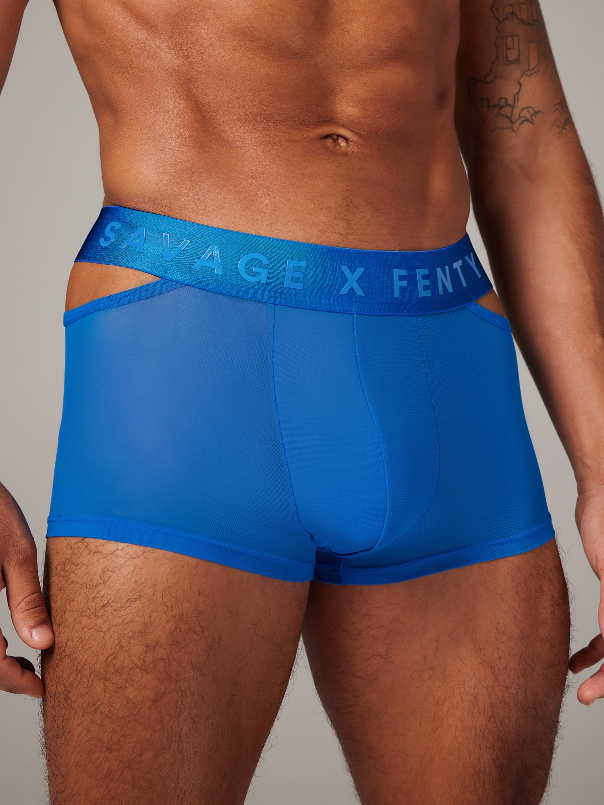 Savage X Fenty Mens Mesh Boxer Brief Underwear Blue Size S