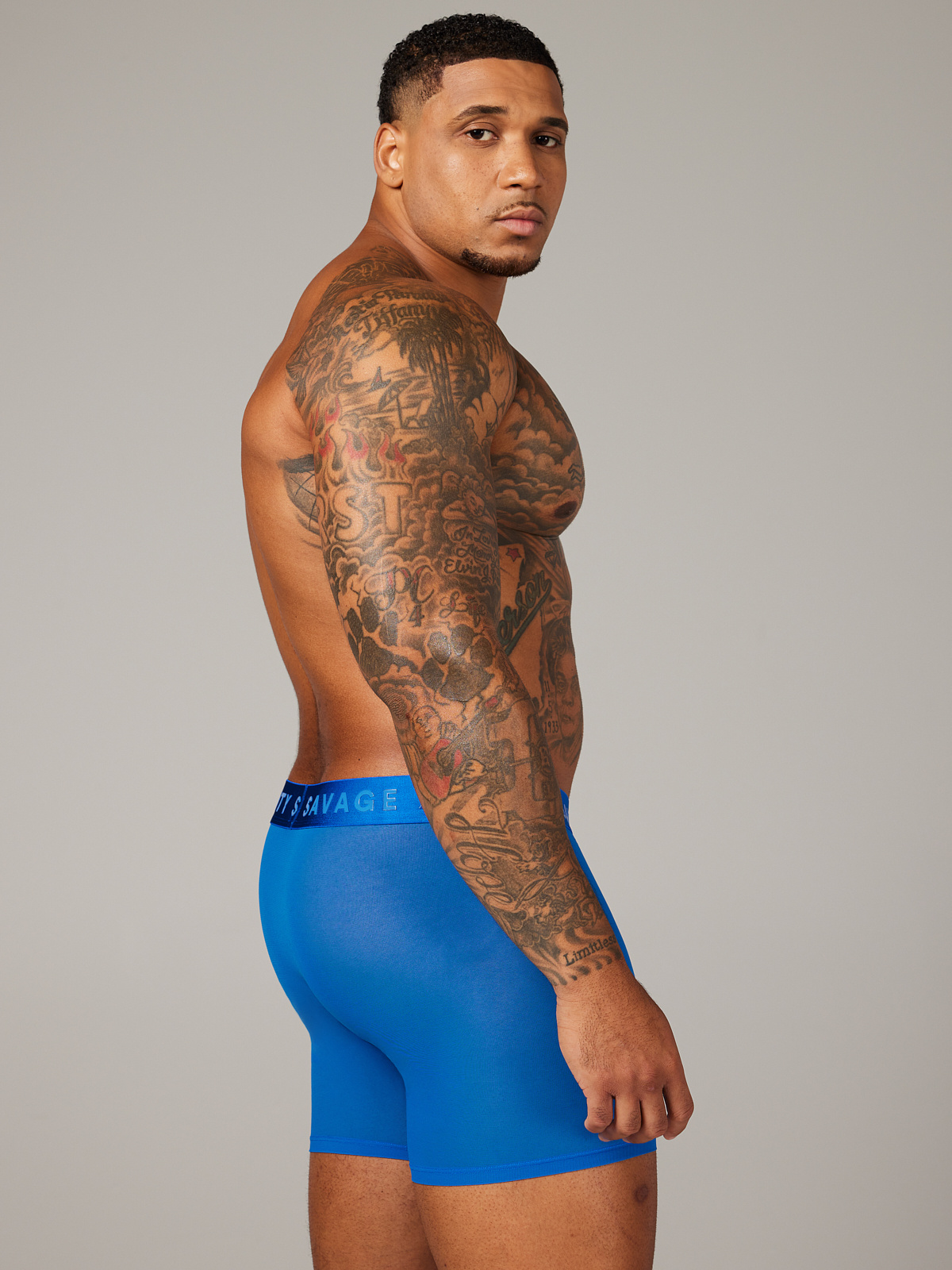 Savage X Fenty Mens Mesh Boxer Brief Underwear Blue Size S