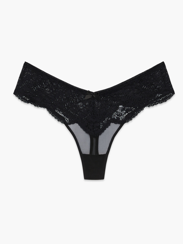 Haute Lace Thong Knickers in Black