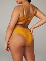 NEW Microfiber Logo-Trim High-Waist Cheeky Panty in Gold & Yellow