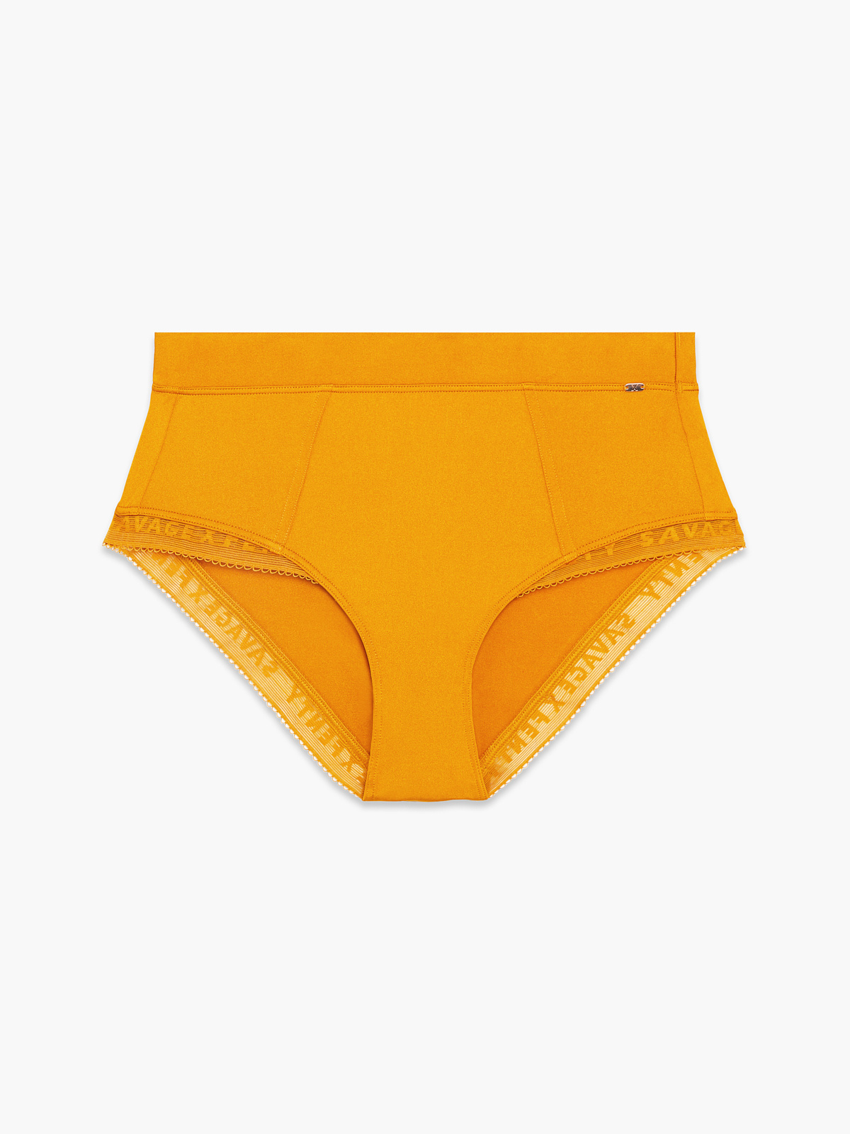 NEW Microfiber Logo-Trim High-Waist Cheeky Panty in Gold & Yellow