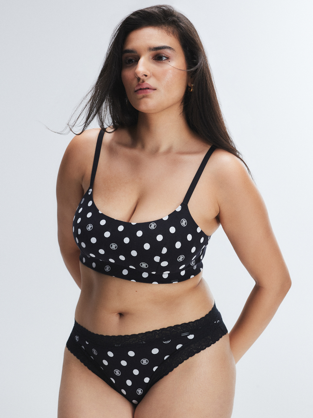 Cotton Essentials Lace-Trim Cheeky Panty in Black & Multi | SAVAGE X FENTY