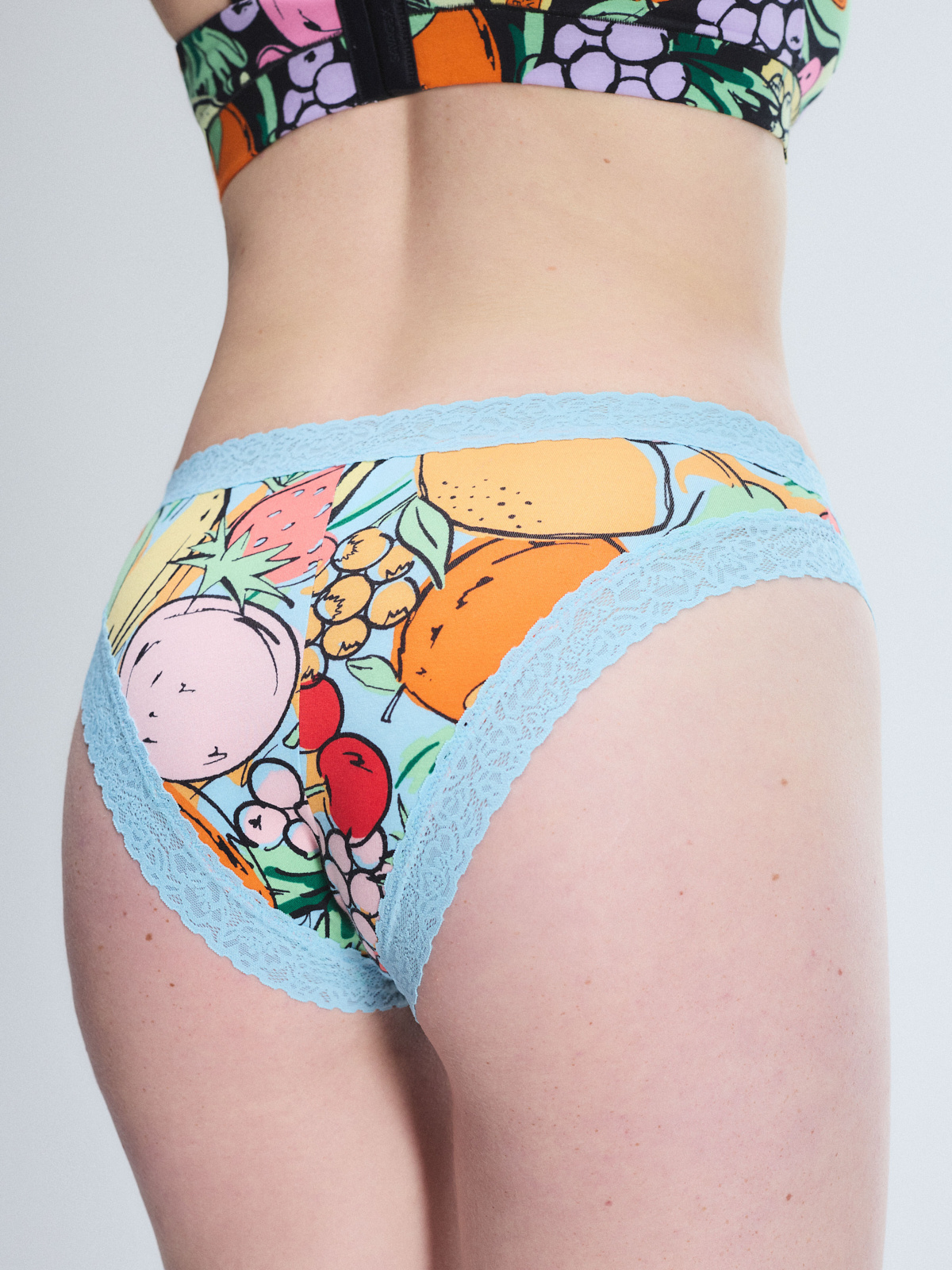 Cotton Essentials Lace-Trim Cheeky Panty in Blue & Multi | SAVAGE X FENTY