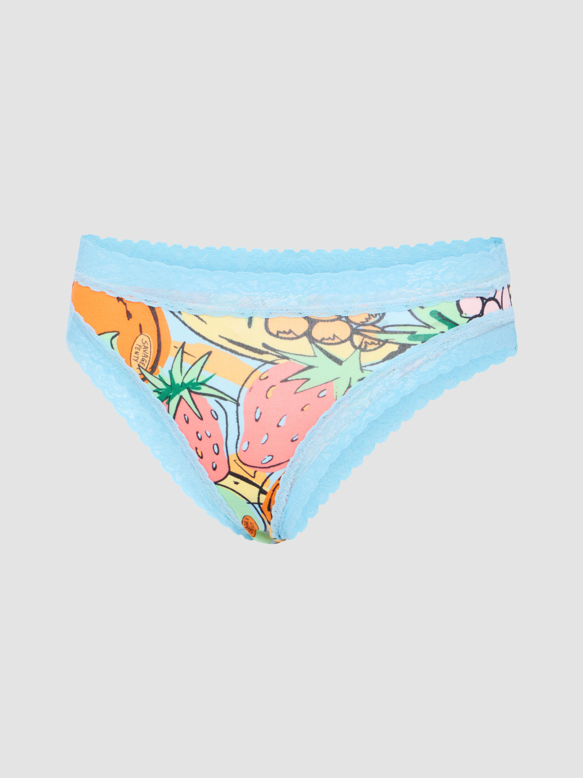 Cotton Essentials Lace-Trim Cheeky Panty in Blue & Multi | SAVAGE X FENTY