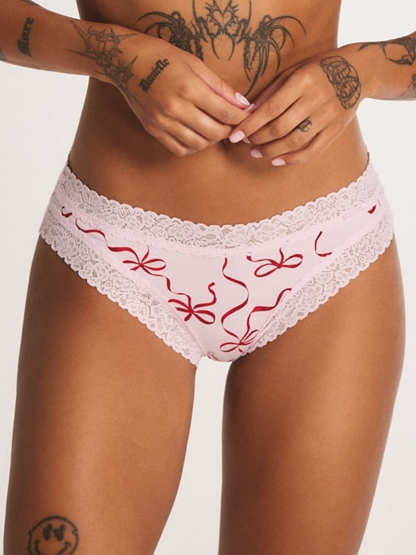 Cotton Essentials Lace-Trim Cheeky Panty