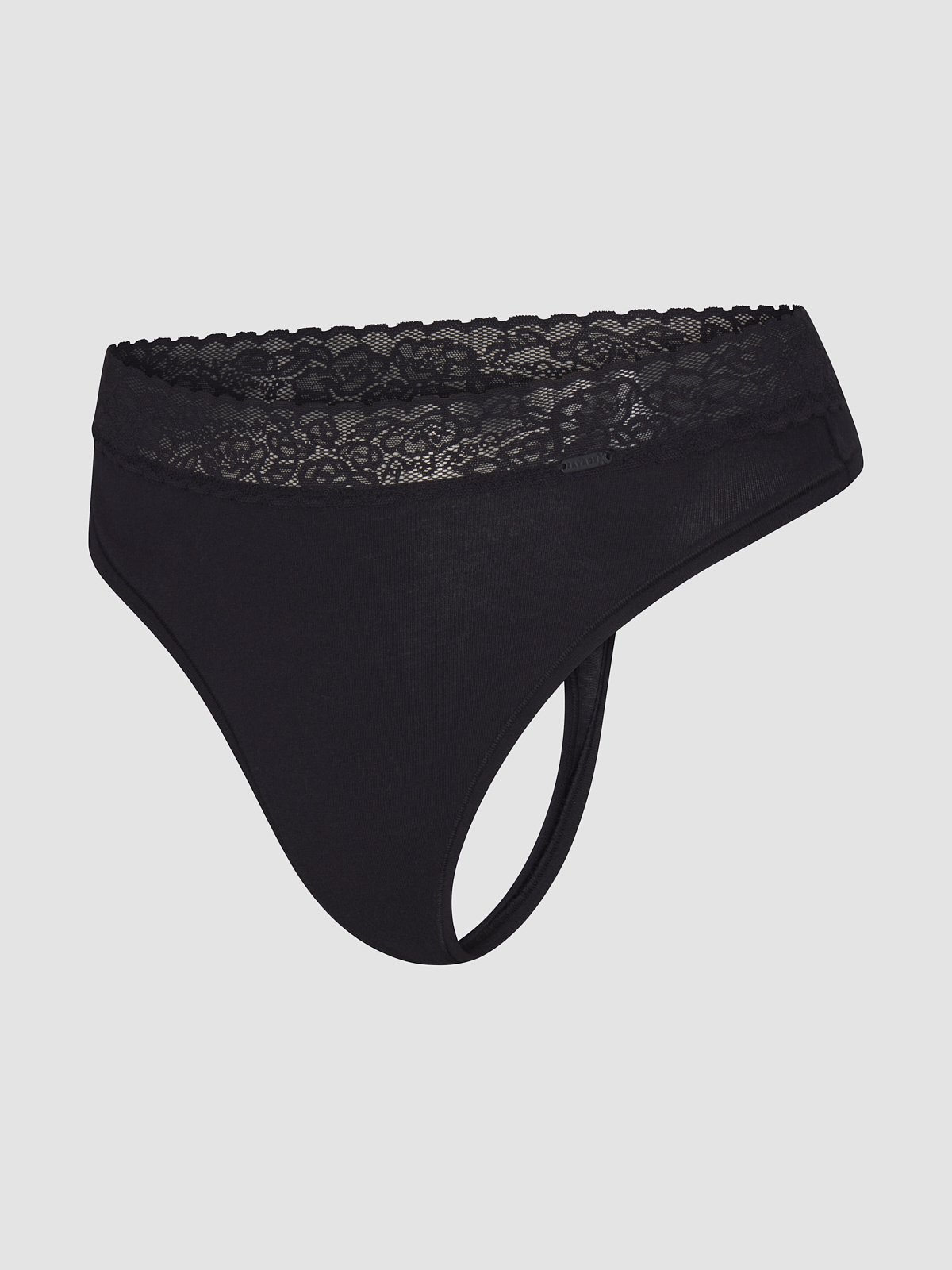 Cotton Essentials Lace-Trim Mid-Rise Thong