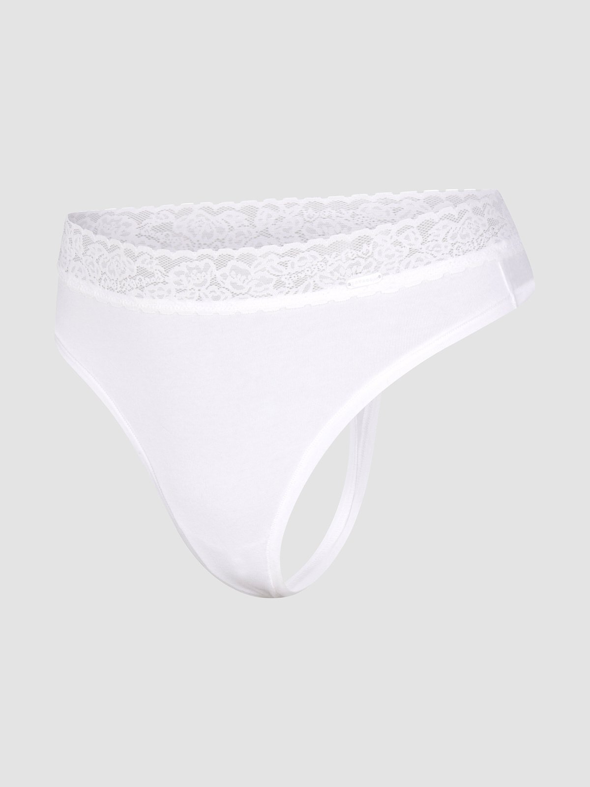 Cotton Essentials Lace-Trim Mid-Rise Thong Panty in White | SAVAGE X FENTY