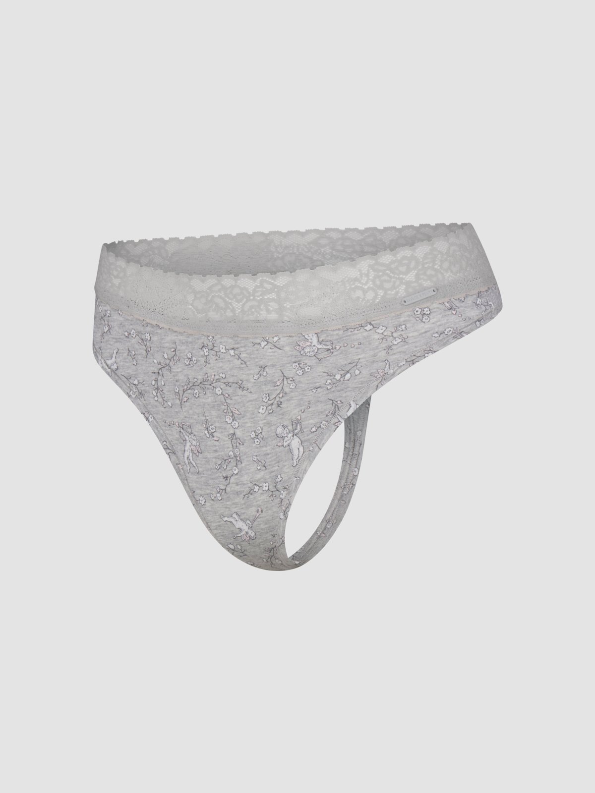 Cotton Essentials Lace-Trim Mid-Rise Thong Panty