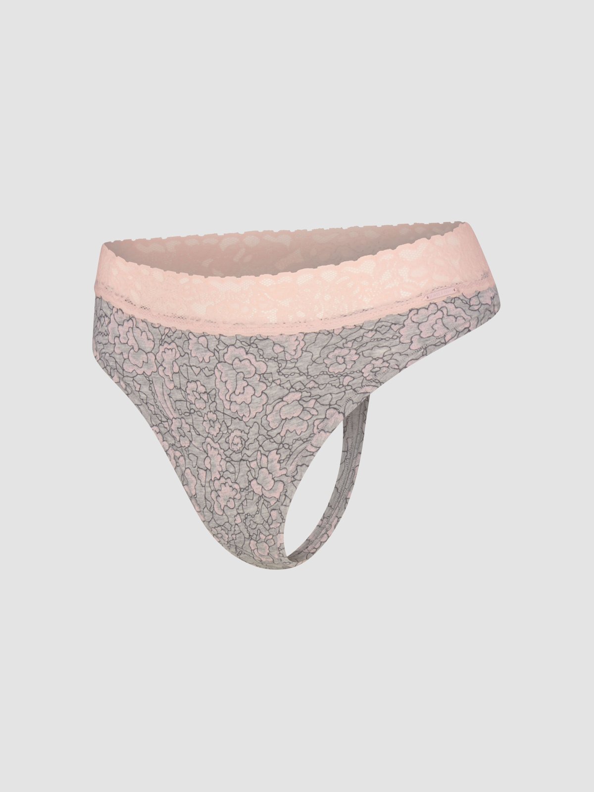 Cotton Essentials Lace-Trim Mid-Rise Thong