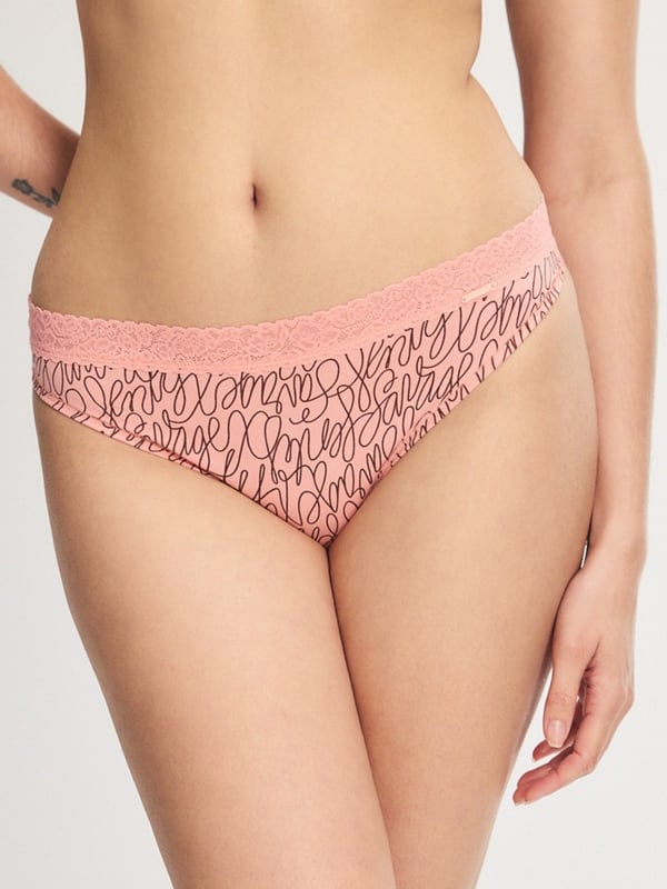 Cotton Essentials Lace-Trim Thong Panty