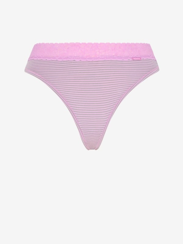 Cotton Essentials Lace-Trim Thong Panty