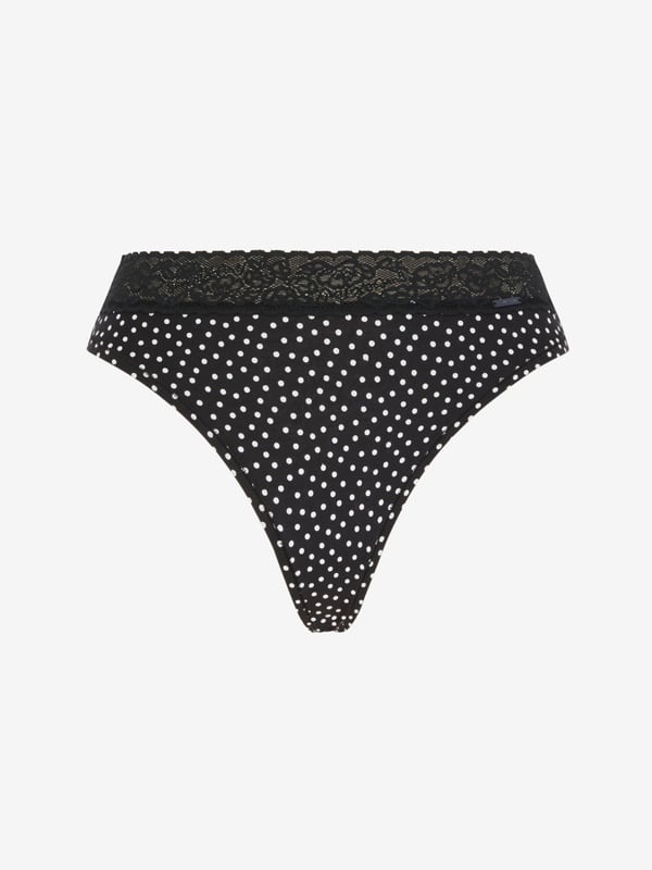 Cotton Essentials Lace-Trim Thong Panty