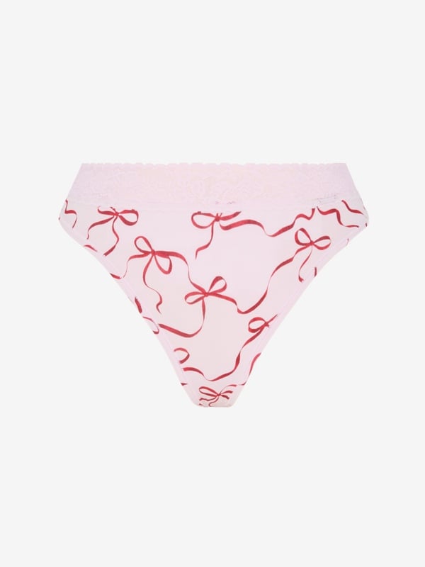 Cotton Essentials Lace-Trim Thong Panty