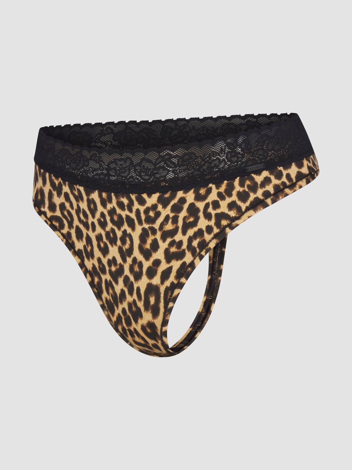 Cotton Essentials Lace-Trim Mid-Rise Thong Panty in Brown & Multi | SAVAGE X FENTY