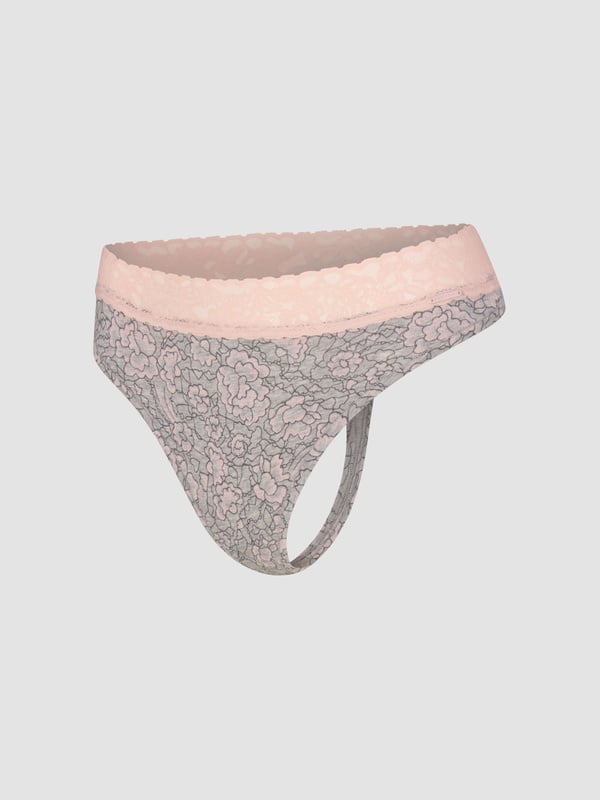 Cotton Essentials Lace-Trim Mid-Rise Thong Panty