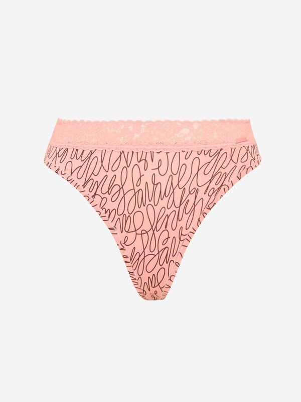 Cotton Essentials Lace-Trim Thong Panty