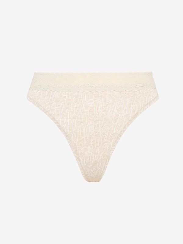 Cotton Essentials Lace-Trim Thong Panty