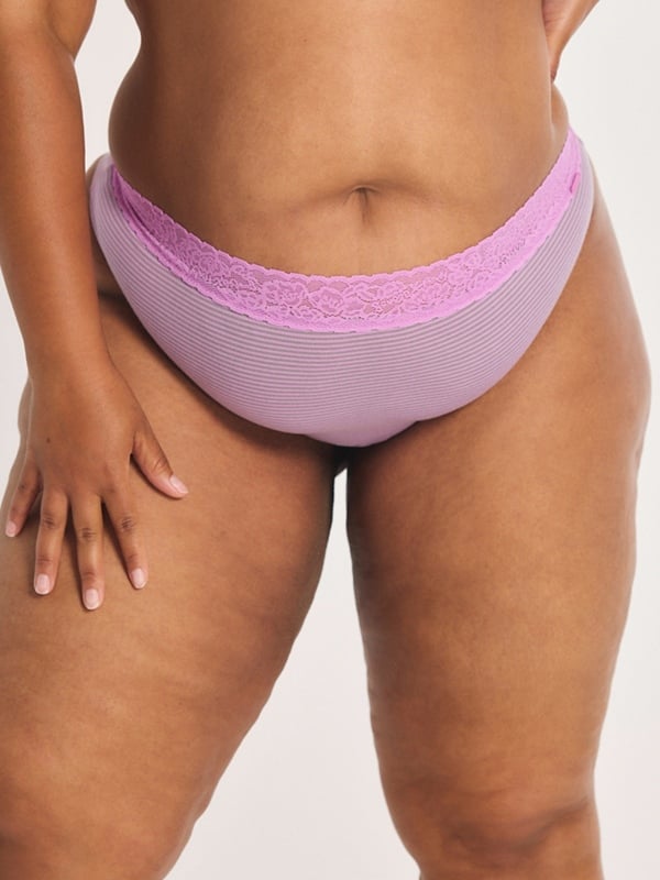 Cotton Essentials Lace-Trim Thong Panty