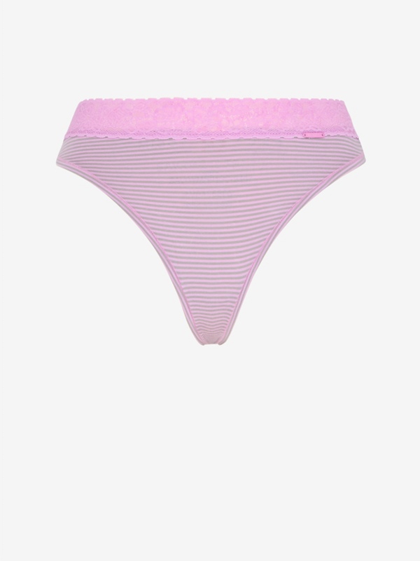 Cotton Essentials Lace-Trim Thong Panty