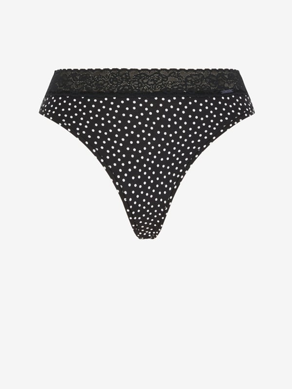 Cotton Essentials Lace-Trim Thong Panty