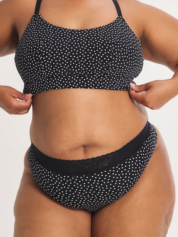 Cotton Essentials Lace-Trim Thong Panty